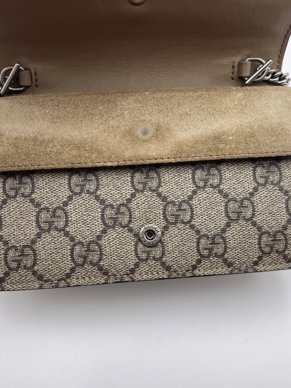 Gucci GG leather Supreme Super Mini Dionysus Bag Canvas Suede Chain Bag Purse - Picture 8 of 14